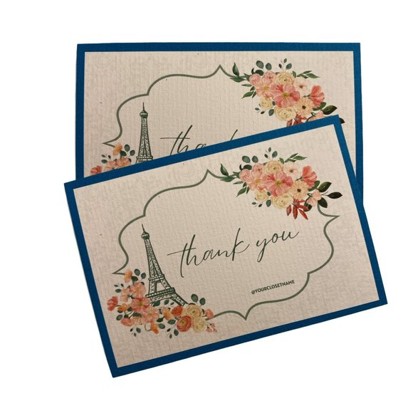 hobbeesboutique Other - Peach & Green Floral Parisian Theme Thank You Card